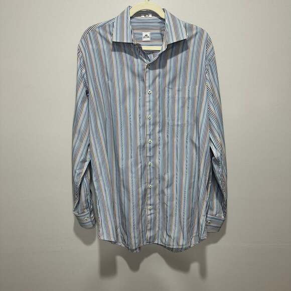 Peter Millar Other - Mens Peter Millar Striped Shirt Spread Collar, Sz L